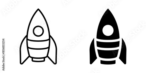 Minimalist rocket design: bold and outline spacecraft icons for creative projects