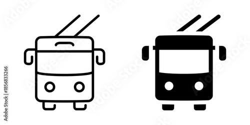 Minimalist bus icon set: outline and filled variations for transport designs