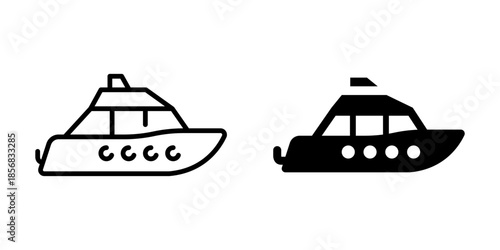 Minimalist yacht design icons in black and white