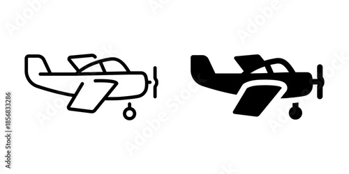 Minimalist airplane icons: outline and filled designs for aviation themes
