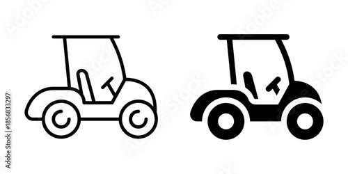Minimalist black and white golf cart icons for design projects
