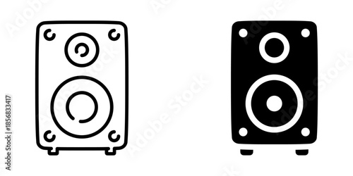 Minimalist black and white speaker icons for audio design projects