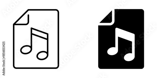 Music note document icons in minimalist black and white design