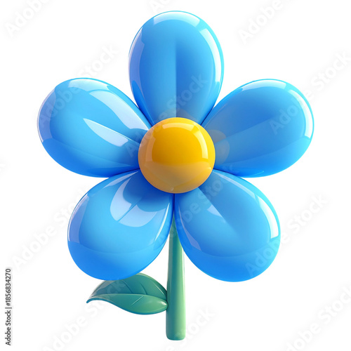 Blue floral icon for feminine branding and garden nature app interface design with soft petals look
