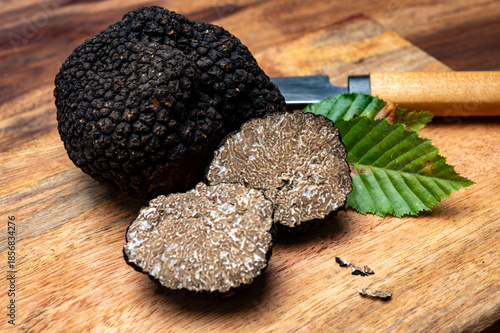 Delicious mushrooms, fresh black summer truffle mushroom from Italy for making truffle dishes with tasty aroma, culinary in France