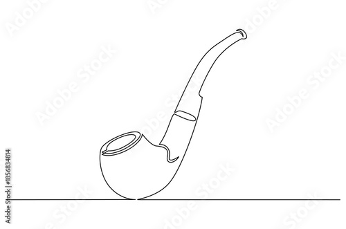 Continuous one line drawing of Tobacco pipe. Single line drawing illustration of Smoking pipe. Tobacco pipe hand drawing vintage concept vector art. Doodle line illustration.