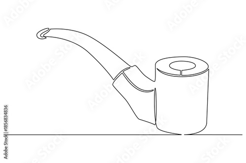 Continuous one line drawing of Tobacco pipe. Single line drawing illustration of Smoking pipe. Tobacco pipe hand drawing vintage concept vector art. Doodle line illustration.
