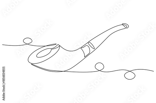 Continuous one line drawing of Tobacco pipe. Single line drawing illustration of Smoking pipe. Tobacco pipe hand drawing vintage concept vector art. Doodle line illustration.