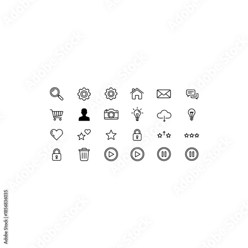 Icon set collection isolated on transparent background