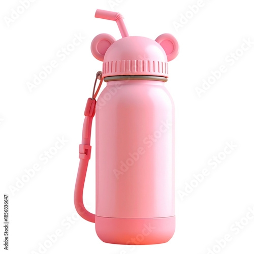 Stylish 3d pink drink container with strap for outdoor activities and summer vacation travel gear assets