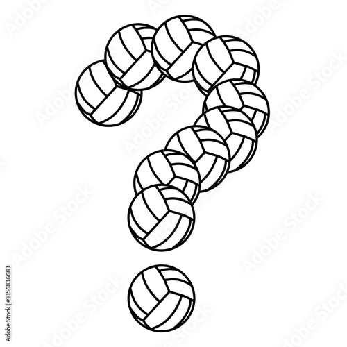 Question mark illustration created from braided volleyball rope style, suitable for inquiry icons, education graphics, UI elements, infographics, and conceptual design