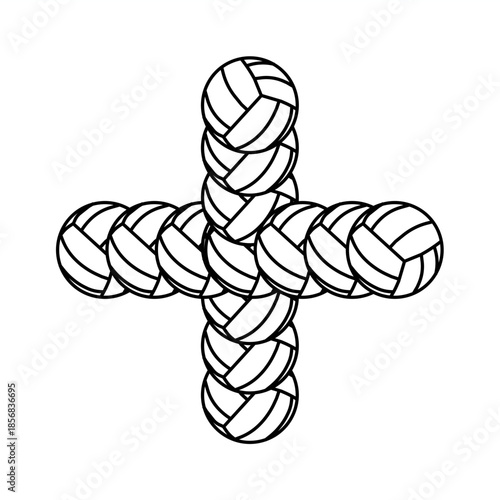 Plus symbol illustration created with braided volleyball rope texture, perfect for addition concepts, UI icons, infographics, education visuals, and creative typography layouts