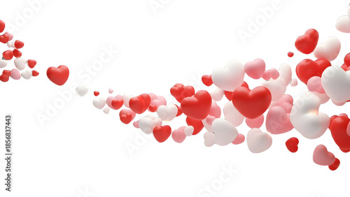 Floating hearts isolated on transparent background