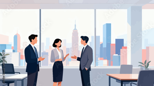 Office workers in discussion