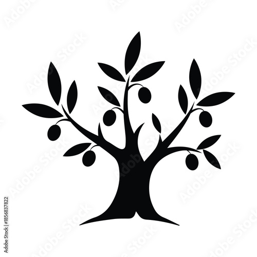 Olive Tree Silhouette Vector Illustration - Olive Tree Logo
