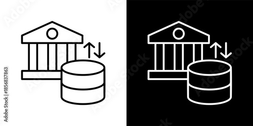 data governance icon set in black and white outline vector illustration