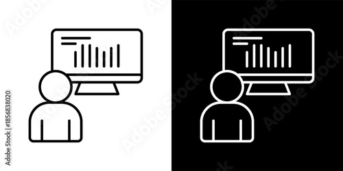 data scientist icon set in black and white outline vector illustration
