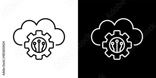 api icon set in black and white outline vector illustration