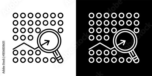 cluster analysis icon set in black and white outline vector illustration