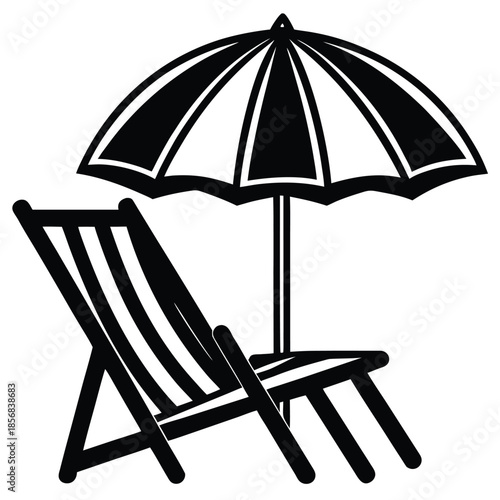beach chair and umbrella