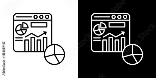 dashboard icon set in black and white outline vector illustration