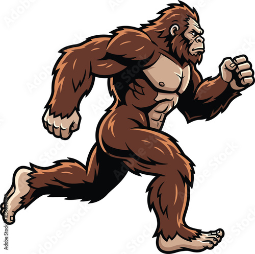 Running Gorilla Power Speed Fitness Illustration
