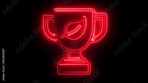 Sports achievement sign. Glowing neon line Award cup icon isolated. Award cup icon isolated on black background. Winner trophy symbol. contour, cup, design, 