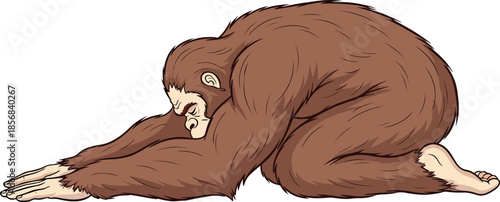 Gorilla Child Pose Stretch Yoga Illustration