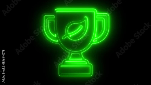Sports achievement sign. Glowing neon line Award cup icon isolated. Award cup icon isolated on black background. Winner trophy symbol. contour, cup, design, first, football, game, 