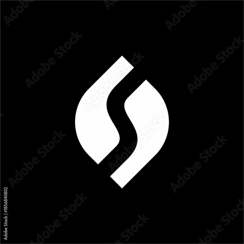 Modern S shaped leaf monogram. A futuristic and elegant design ideal for sustainable energy or botanical beauty brands.