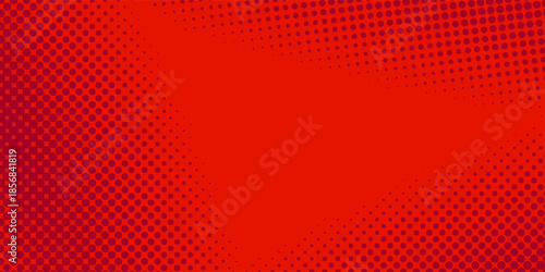 Modern red and crimson pop art background with dynamic halftone dots in classic comic style, bold vector illustration EPS10 suitable for posters, banners, branding, presentations, wallpapers.