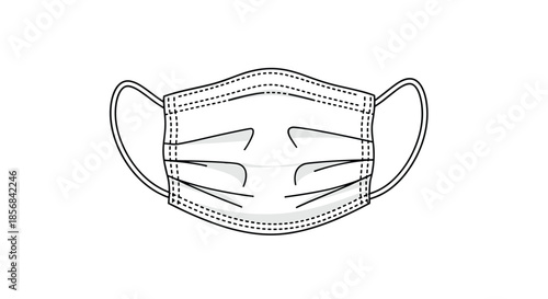 Simple medical surgical face mask illustration provides a clear visual for health safety and virus protection.