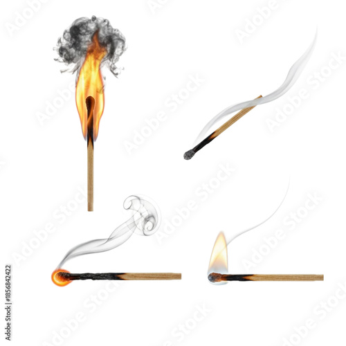 Stages of a match lighting