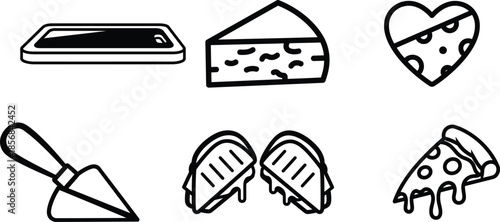 Cheese and cheese cutter illustrations on white background