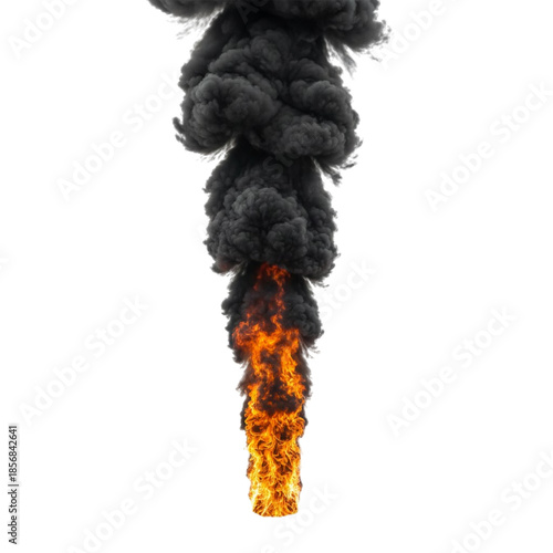 Black smoke billowing from orange flames