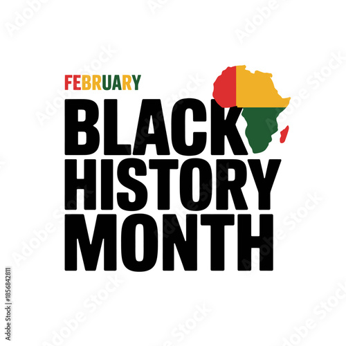 Commemorating black history month in february with pan-african colors and african continent silhouette