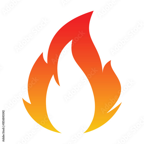 Minimal Fire Flame Icon Vector Illustration — Simple Burning Flame Symbol for Heat, Energy, Warning, Campfire, and Power Concept