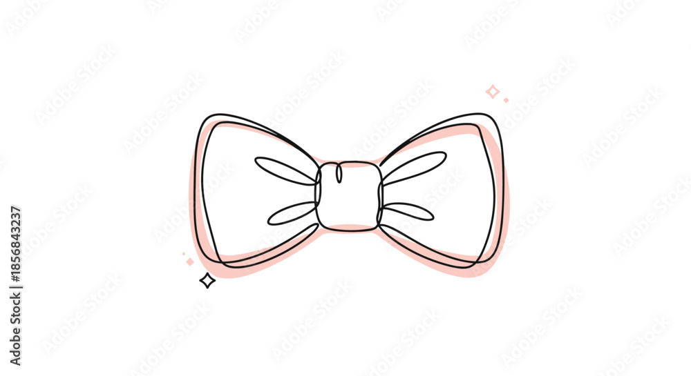 Fototapeta premium A minimalist and elegant continuous line drawing of a bow tie with a soft pink color accent, creating a charming and modern design.