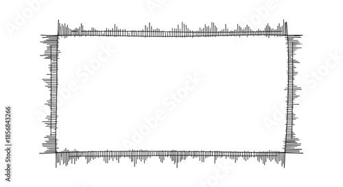 A hand-drawn rectangular frame with a chaotic, sketchy, and scribbled border, perfect for adding a grunge or artistic touch to designs.
