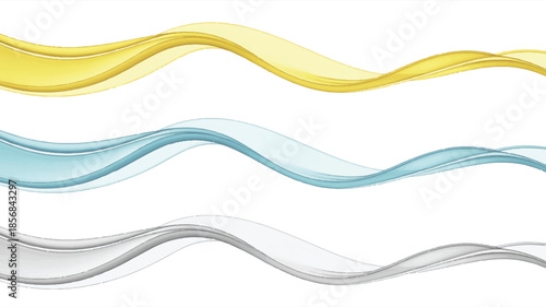 A digital illustration of three flowing wave designs arranged vertically against a white background.