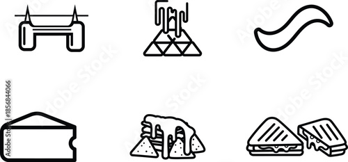 Various food icons including sandwich bread and cake