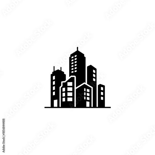 Skyline of modern buildings isolated on transparent background