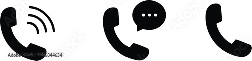 Phone icon set. Contact us symbol. Telephone call sign. Cell phone, ringing phone, Vector illustration.