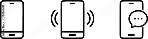 Phone icon set. Contact us symbol. Telephone call sign. Cell phone, ringing phone, Vector illustration.