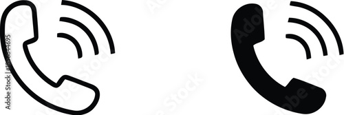 Phone icon set. Contact us symbol. Telephone call sign. Cell phone, ringing phone, Vector illustration.