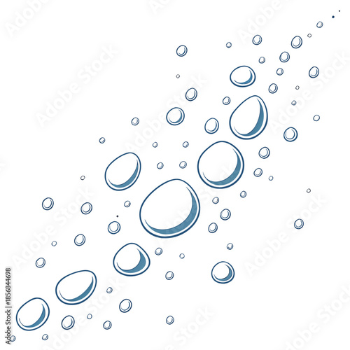 An artistic representation of ascending bubbles in a light blue hue creating a sense of underwater movement
