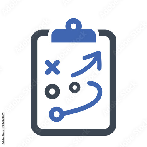 Play outlined on a clipboard icon