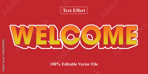 Editable text effect. Vibrant Welcome Word Art with Shadow Effect