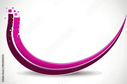 Purple curved wave banner with pixel effect on white background for abstract template design