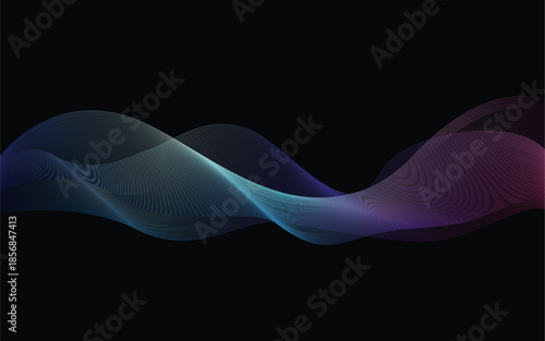 Black background with colored wave lines